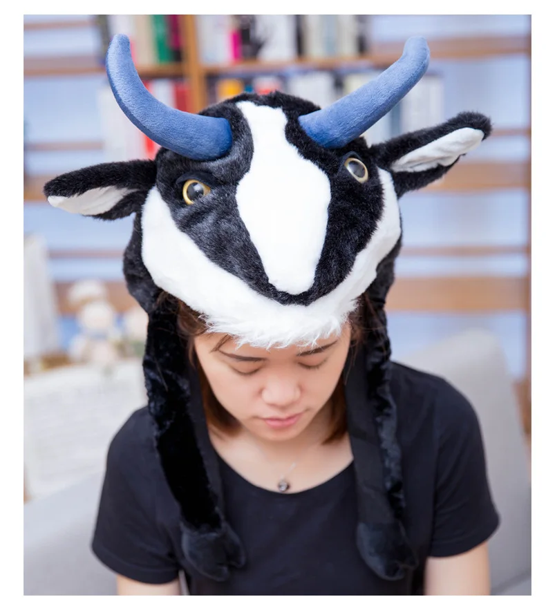 Antelope plush hat Мягкие игрушки крупного рогатого скота Антилопа шляпа милые животные забавные плюшевые мягкие милые Мультяшные Kawaii Ins рождественские игрушки для детей Прямая поставка - Цвет: Antelope plush hat