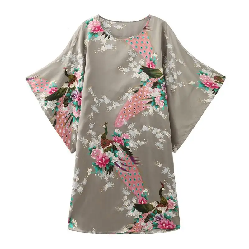 Black Women Nightdress Homewear Large Size 3XL-6XL Loose Sleepwear Home Clothes Bathrobe Gown Silky Sation Homedress Nightwear - Color: Style2