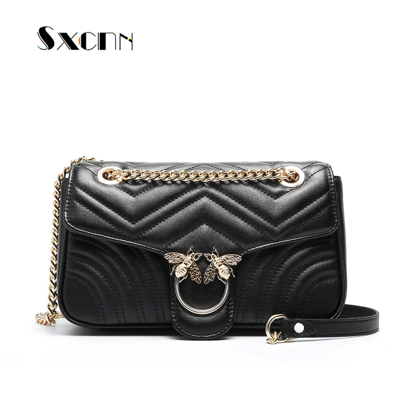 

SXCNN Famous Brand Women's Shoulder bags Fashion Female Cowhide leather Crossbody Bags For Women Chains Women Messenger Bags