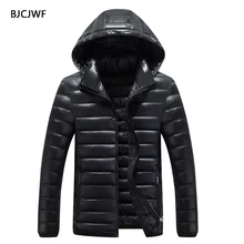 BJCJWF ультра светильник мужская зимняя куртка плюс размер 6XL 7XL хлопковое Стеганое пальто приталенная однотонная парка с капюшоном мужская куртка новое пальто