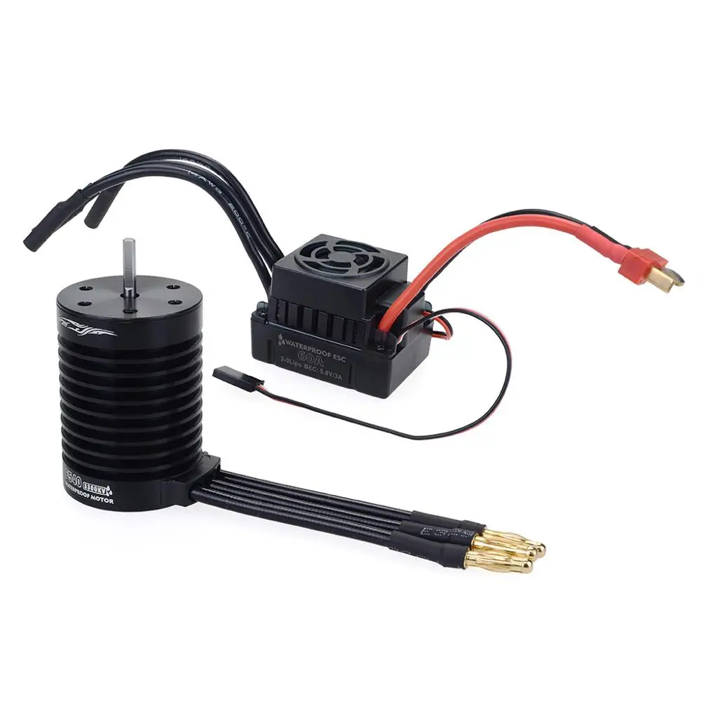 

Waterproof F540 3300KV 4370KV Brushless Motor w/ 60A ESC for Traxxas Axial Redcat HSP 1/10 RC Truck Monster Buggy Off-road Car