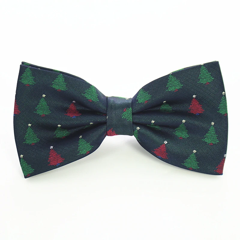 Mens Christmas Bow Ties Snowflake Christmas Tree Pattern Silk
