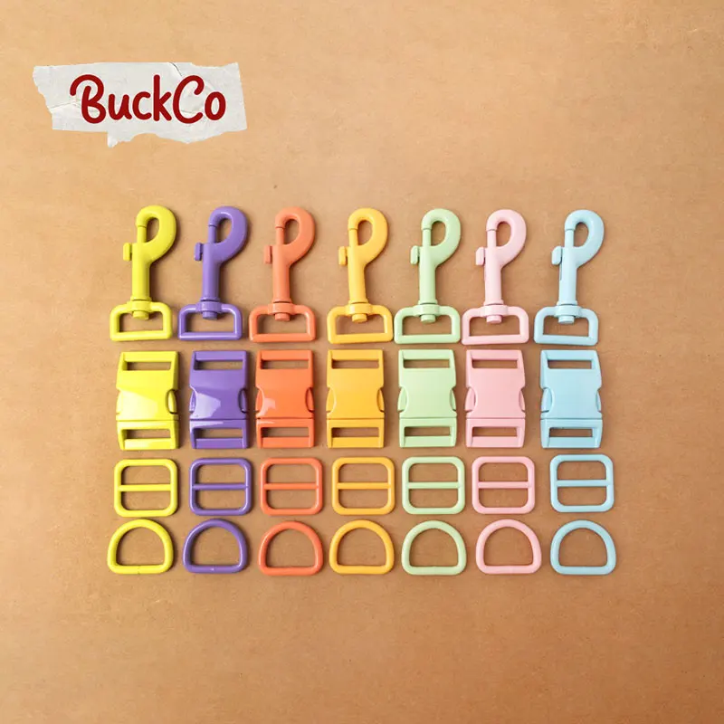 

20pcs/lot(metal buckle+adjust buckle+D ring+metal dog clasp)20&25mm DIY dog collar zinc alloy crafts stoving varnish 7 colours