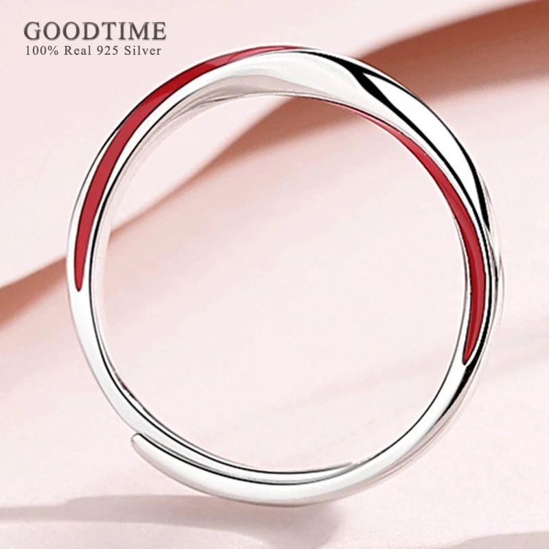 Trendy Red Color Couple Ring Pure100% 925 Sterling Silver Rings For Women Men  Anniversary Jewelry Gift For Party 6