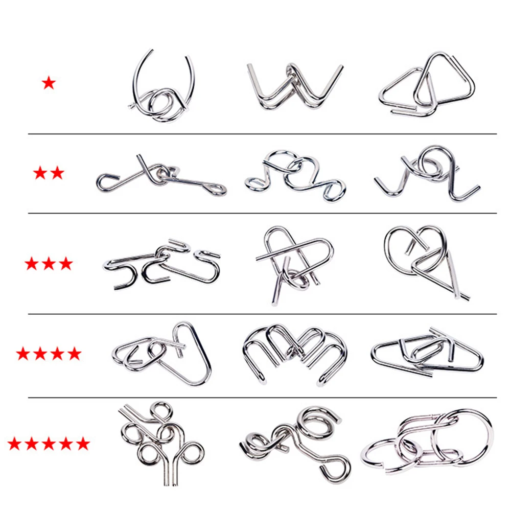 15 Обучающие паззл Металическая проволока ума головоломки Пазлы игра для взрослых детей игра для детей классическая игрушка