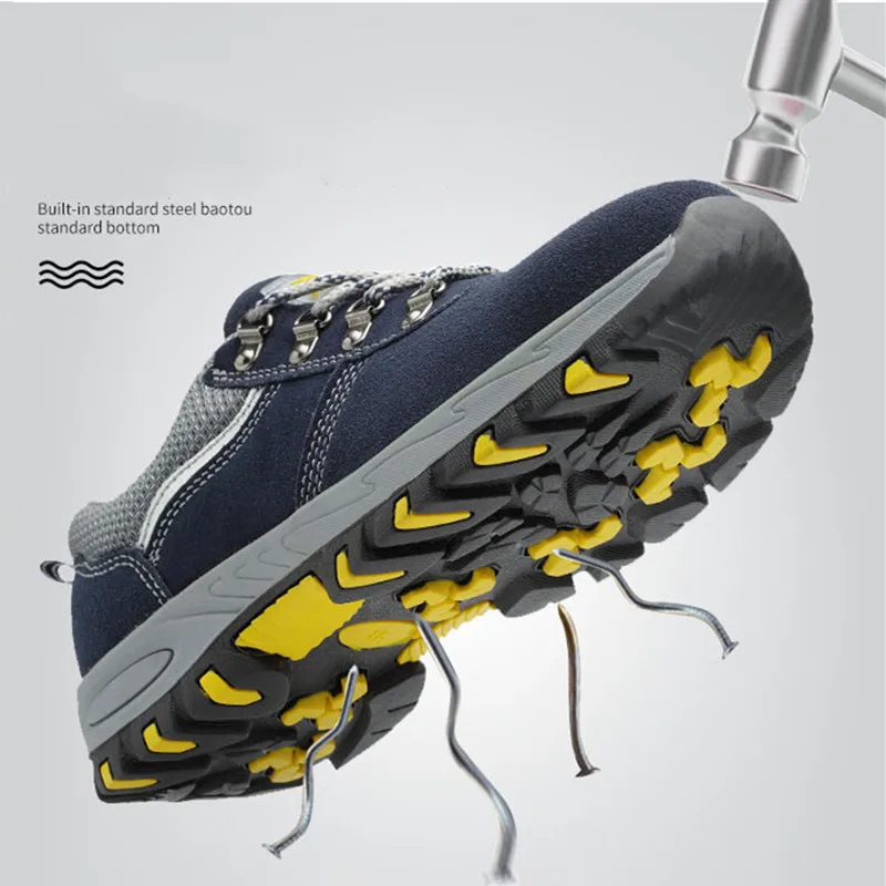 Men Work Safety Boots Steel Toe Shoes Breathable Work Safety Boot Protective Puncture Proof Work Shoes For Men Casual Sneakers