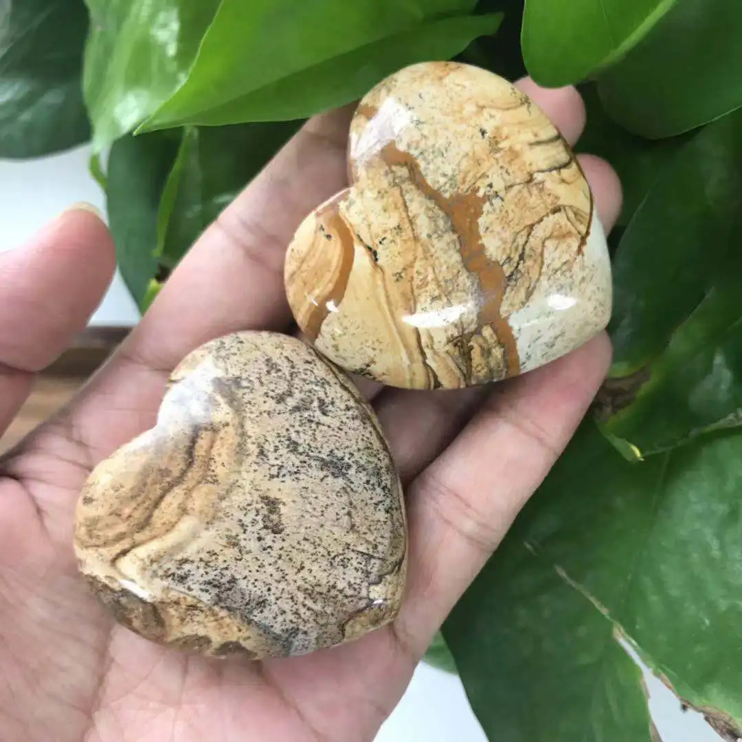 5 см Высокое качество Натуральная фигура Fossil сердце форма ручной резной кристалл ладони камни для подарка или коллекции ZJJ
