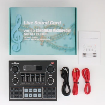 

V9 Bluetooth Sound Card USB Headset Microphone Webcast Live Streaming Sound Card Phone Computer Singing Sound Card