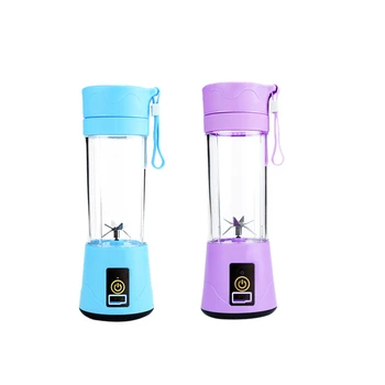 

2Pcs 380Ml Portable Juicer USB Rechargeable 6 Blades Juicer Smoothie Blender Machine Mixer Mini Juice Cup, Purple & Blue