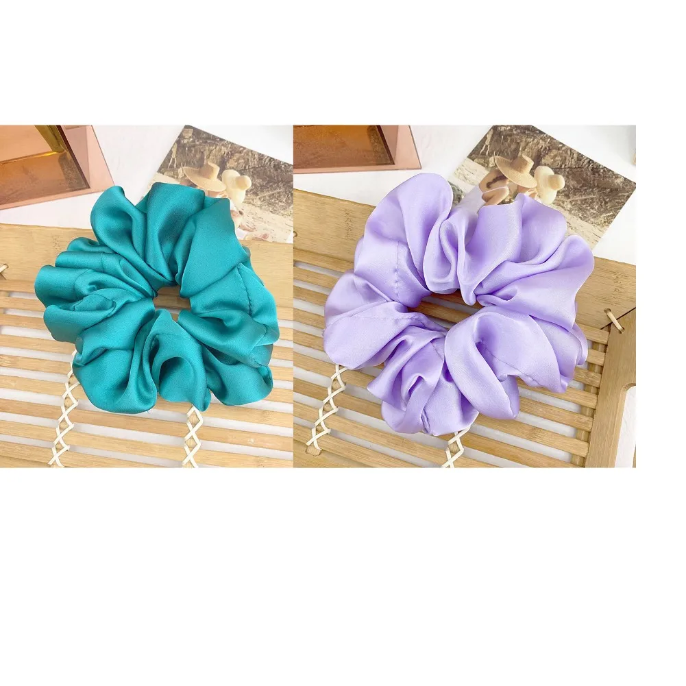 vintage hair clips Oversized Hair Scrunchies For Women Solid Satin Silk Scrunchie Hair Rubber Bands Elastic Hair Ties Accessories Ponytail Holder head wrap for women Hair Accessories