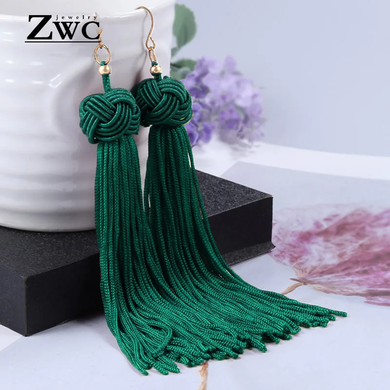 

ZWCX Vintage Ethnic Long Tassel Drop Earrings for Women Lady Fashion Bohemian Statement Fringe Dangle Women Earring 2019 Jewelry