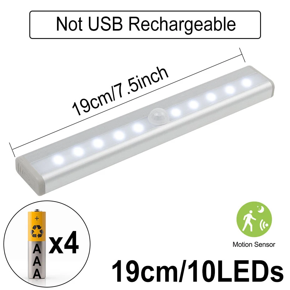 goodland Iluminación para debajo del gabinete, 80 luces LED para armario,  luces con sensor de movimiento para interiores, recargable por USB