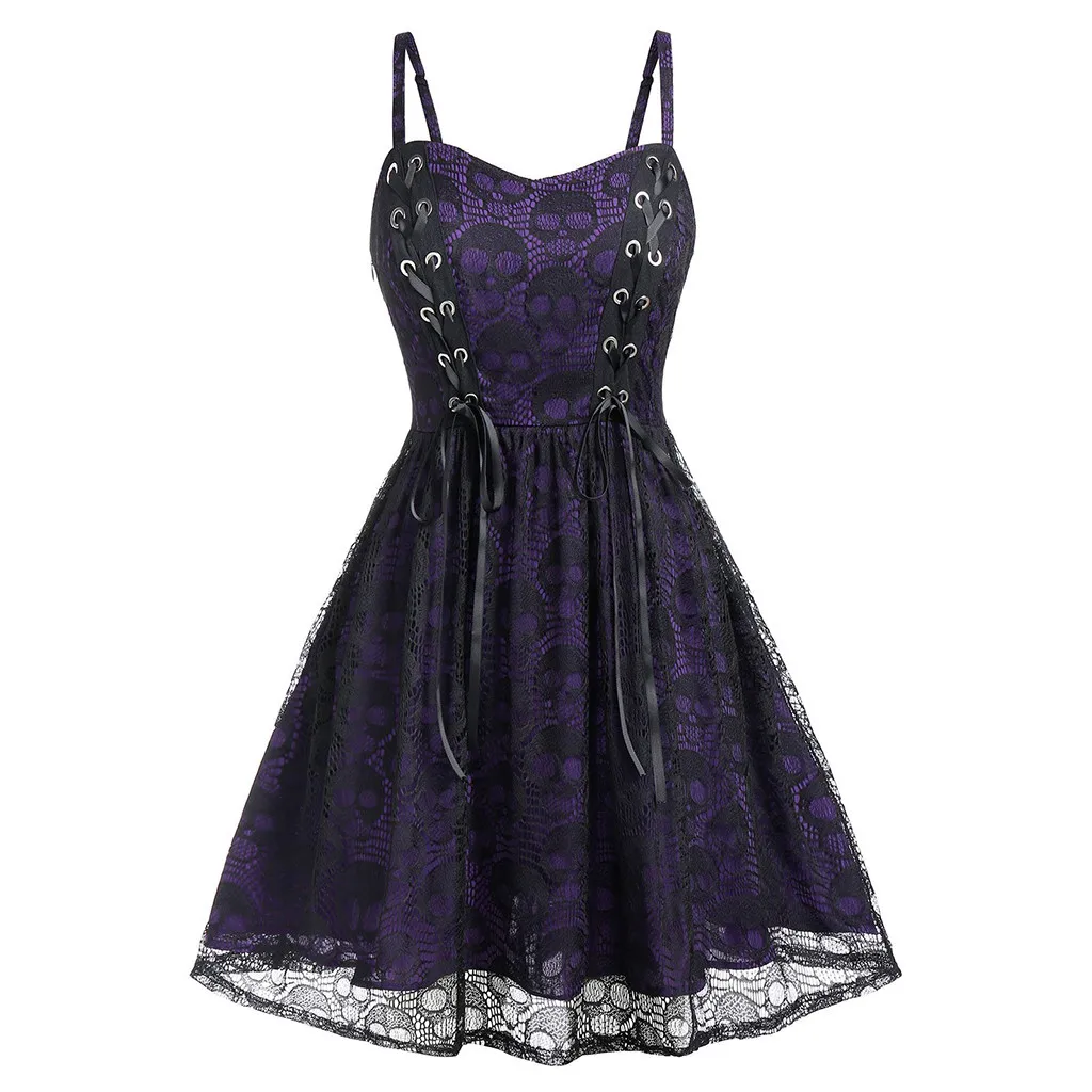 

Dress Women's Vestidos платье Plus Size Halloween Lace Mesh Sling Patchwork Sleeveless Femme Ladies Dress robe femme #YL10