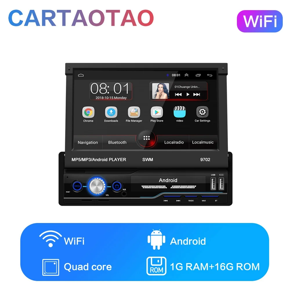 1din Android 8,1 GO четырехъядерный автомобильный DVD gps навигационный плеер 7 ''Universa автомобильный Радио WiFi Bluetooth MP5 мультимедийный плеер - Цвет: G-9702