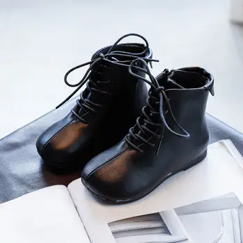 

Girls' Shoes Autumn New Fashion British Style Children's Square Toe Martin Boots Boys Non-slip Short Boots 3-10 Years