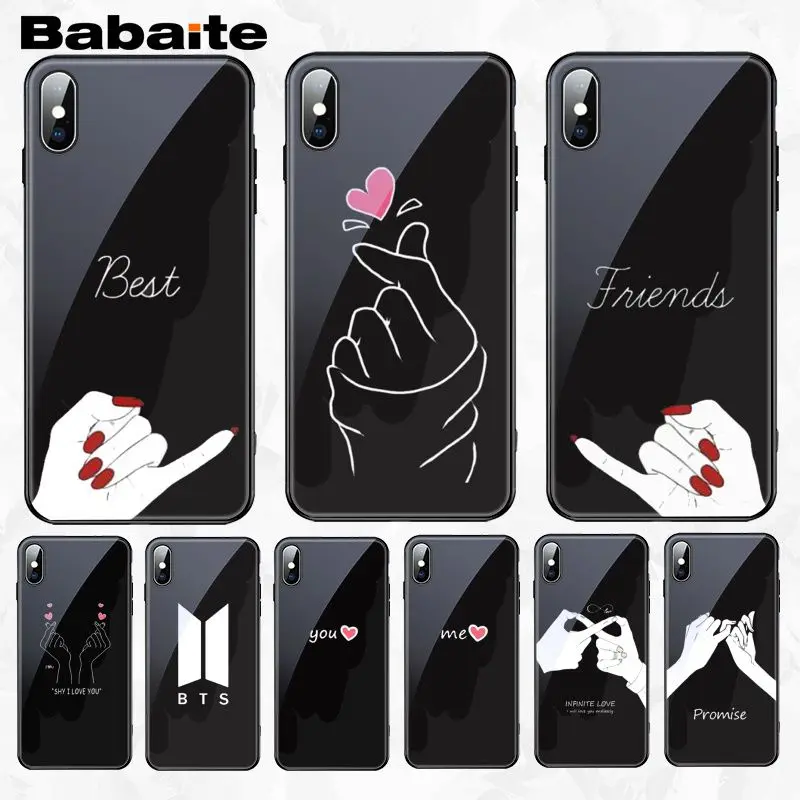 

Babaite EXO kpop Heart Drawing New PhoneCase Tempered Glass cases for iPhone 8 7 6 6S Plus XR X XS MAX Coque Shell