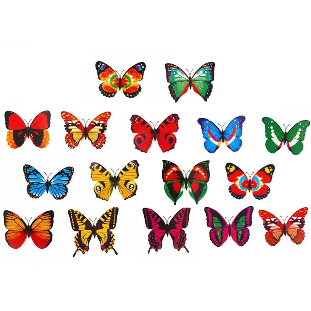 

12cm Simulation Vivid Butterfly 3D PVC Wall Stickers Removable With Magnet For Home Garden Colourful Decoration Wall Art Decal