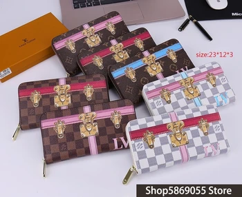 

Luxury Louis Vuitton LV- Women Wallets Fashion Long Leather Top Quality Card Holder Classic Female Purse Brand Wallet L58
