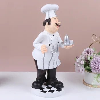 

1pc European Style Chef Model Mini Cook Statue Resin Figurine for Restaurant Cafe Cake Shop Decoration (Teapot Chef)