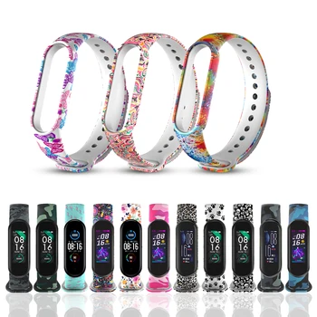 

Camouflage butterfly Flamingo Painting Silicone Strap For Xiaomi Mi Band 5 wristband Bracelet M5 Strap Bracelet MiBand5 mi5 MI5