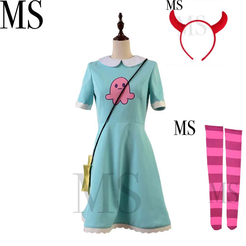Dresses and socks Звезда на Хэллоуин против сил зла костюм звезда против силы зла Принцесса Звезда Бабочка Косплей Костюм Платье+ сумка - Цвет: Dresses and socks