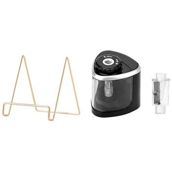 

2Pcs Geometric Storage Rack Iron Storage Rack & 1Pcs Electric Auto Pencil Sharpener Press Switch Pencil Sharpener