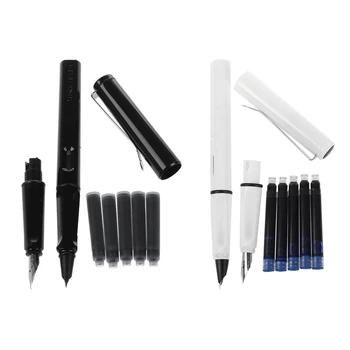 

10Pcs Blue Ink Jinhao 599 All Series 2 Suits Medium Fine Nib Fountain Pen, 5Pcs White & 5Pcs Black