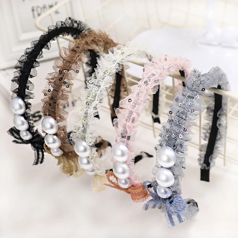

Classic Knot Turban Headband lace Hairband Girls Vintage Knotted Head Band Hair Band Women Pearl Hair Accessories