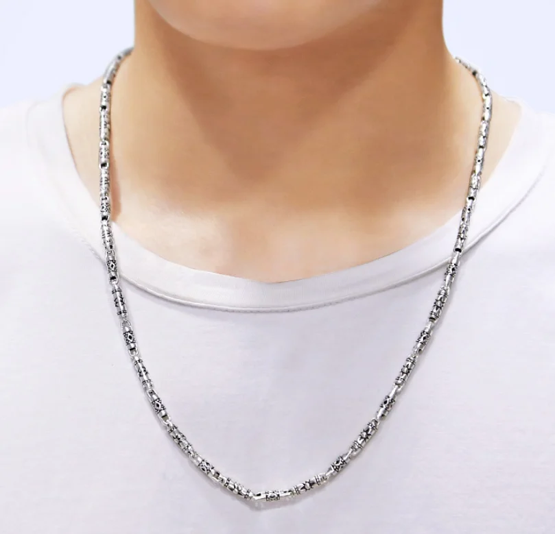 esterlina colar masculino clássico vintage s925 colar