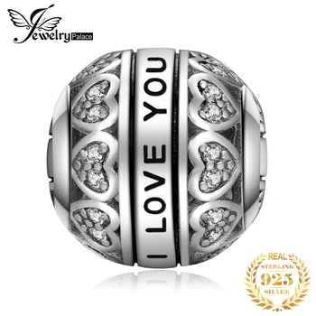 

JewelryPalace Love You 925 Sterling Silver Beads Charms Silver 925 Original For Bracelet Silver 925 original Bead Jewelry Making