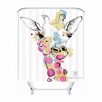 

Custom Watercolor Giraffe Shower Bath Bathroom Curtain Mildewproof Waterproof Polyester Various Sizes#0421-21-90