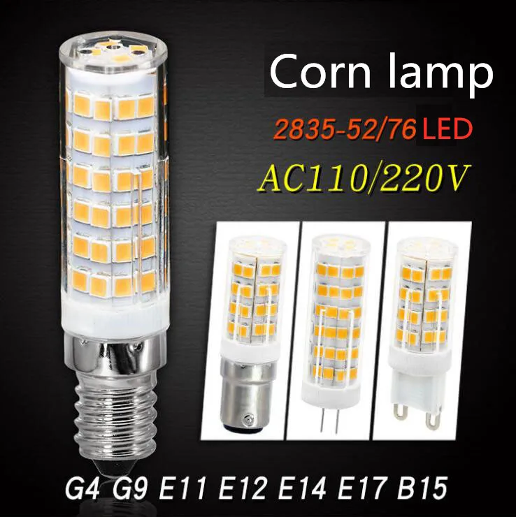 Светодиодная лампа G4 G9 E14 E12 B15 E11 E17 220 В/110 В светодиодные лампы кукуруза 8 Вт 10