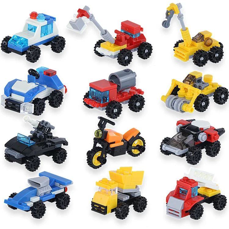 

14 Kinds Mini Transportation Block Car Building Compatible legoe INGlys Toys Gifts
