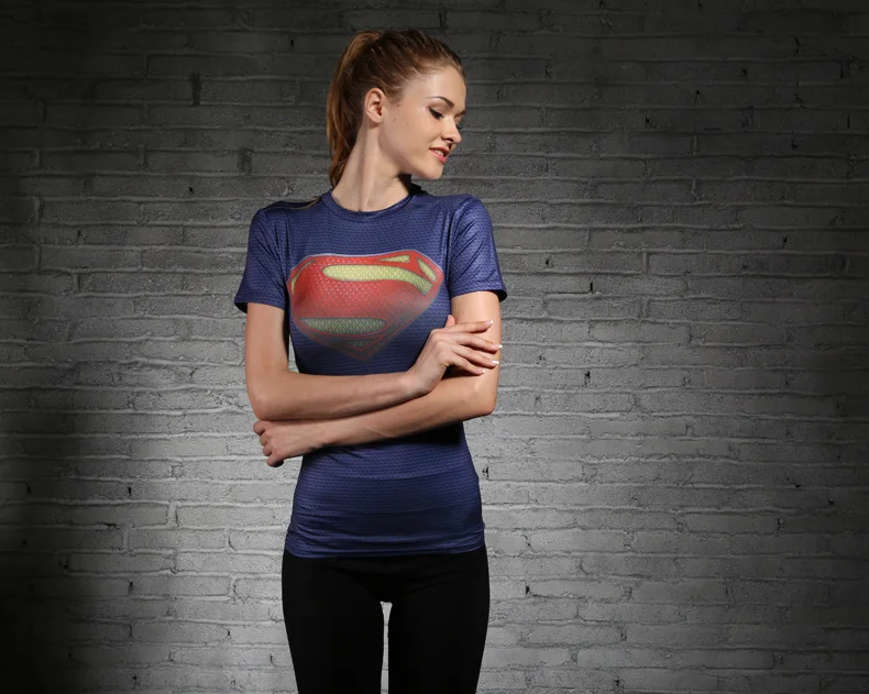 Superman 3D Printed New Quick Dry Marvel clothing Running cycling Jersey Men&women Sport short Sleeve Compression Top Gym Men