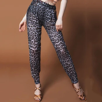 leopard print mesh trousers