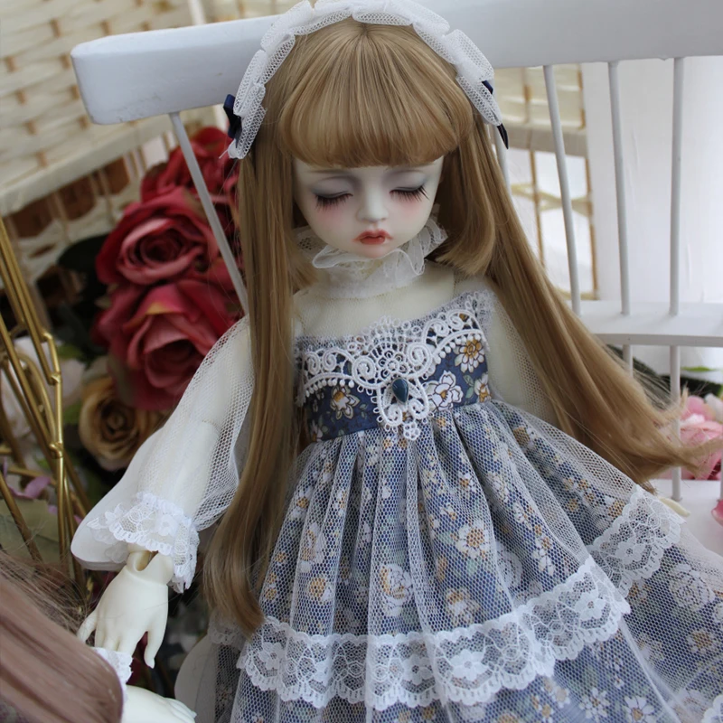 1/6 1/4 1/3 BJD платье кружево+ Цветы длинное платье для 1/6 1/4 1/3 BJD Blyth платье куклы аксессуары BJD платье+ повязка для волос