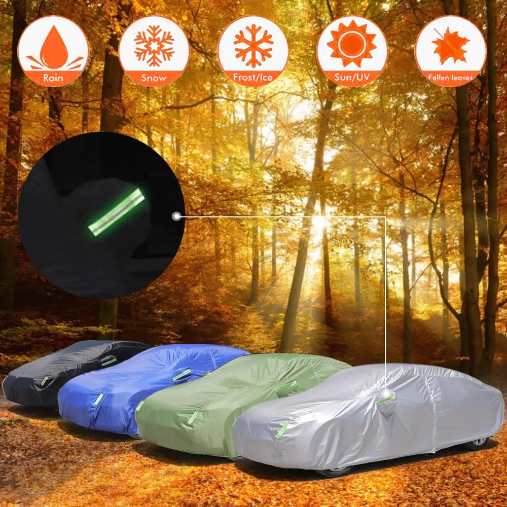 

Universal Car Covers 190T Waterproof Full Car Covers Outdoor Sun UV Protection, Dust Rain Snow protective Full Auot Cover