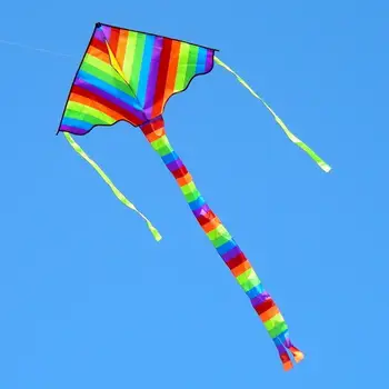 

Colorful Rainbow Kite Long Tail Nylon Outdoor Kites Flying Toys For Children Kids Stunt Kite Surf Without Control Bar and Line