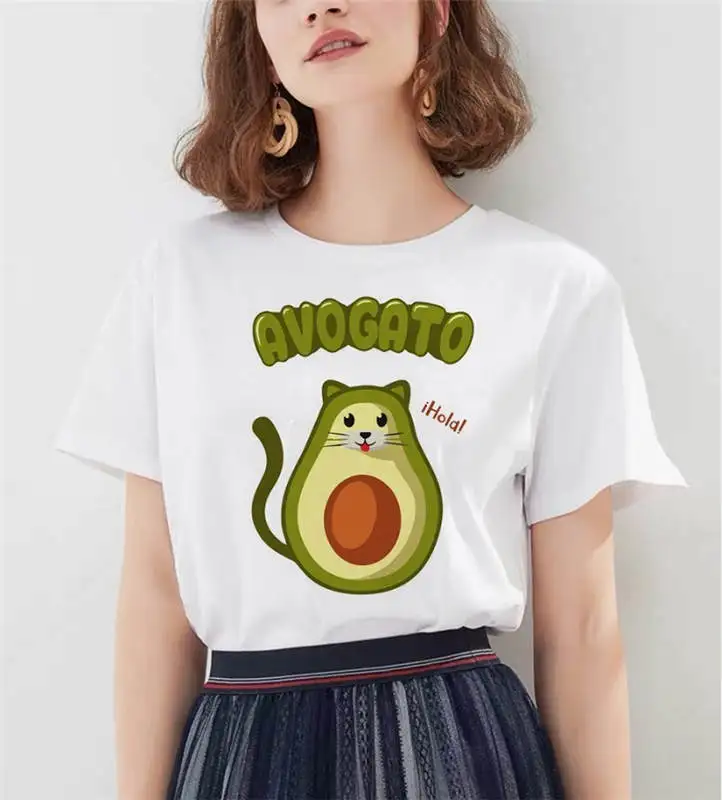 Kawaii/футболка с коротким рукавом и мультяшным авокадо, женская модная футболка, Harajuku, повседневная одежда с графическим рисунком, топы, женские футболки - Цвет: 16