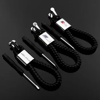 

Creative Car Keychains Braided Rope Metal Keychain 4S Shop Gift Pendant Waist Hanging Key Ring Chain for M AMG RS