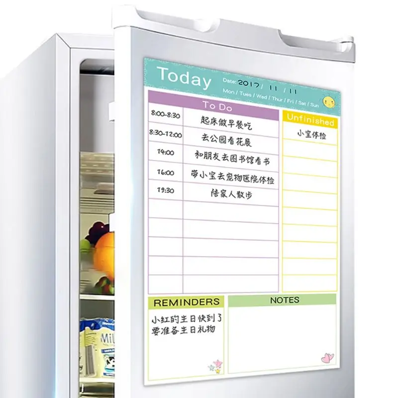

Daily Planner Magnetic Whiteboard Fridge Magnets Marker Eraser Record Message