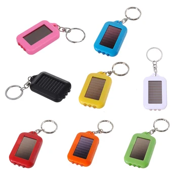 

10X Mini Solar Power Rechargeable 3LED Flashlight Keychain Light Torch Ring New