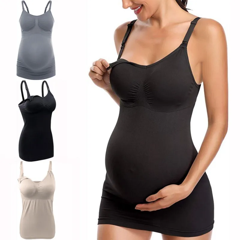 Breastfeeding Vest High Elastic Upper Button Buckle Maternal Nursing Bra Vest Nursing Underwear Premama Maternity Dresses