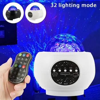 

USB LED Star Night Light Music Starry Water Wave LED Projector Light Bluetooth Projector Sound-Activated Projector Light Decor