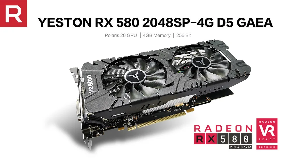 Yeston Radeon RX 580 GPU 4 ГБ GDDR5 256bit игровой настольный компьютер ПК видеокарты Поддержка DVI/HDMI PCI-E X16 3,0