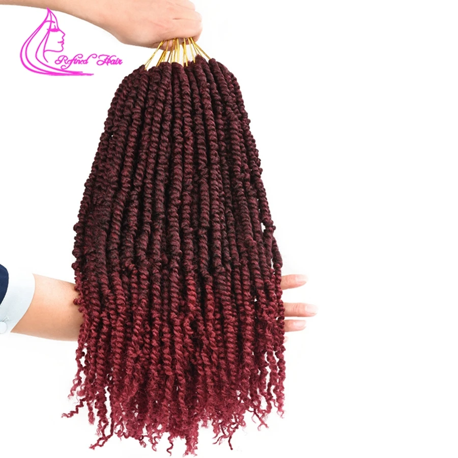 

Refined Spring Twist Synthetic Crochet Hair 18inch Long Crotchet Handmade Braids Pre looped Fluffy Bomb Braiding Hair