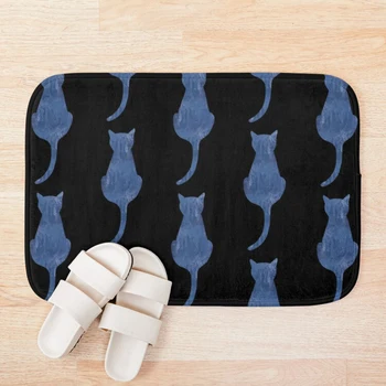 

Blue Black Sitting Cat Silhouette Bath Mat Custom One Direction Doormat Home Decor Door mat Floor Mat Bath Mats foot pad