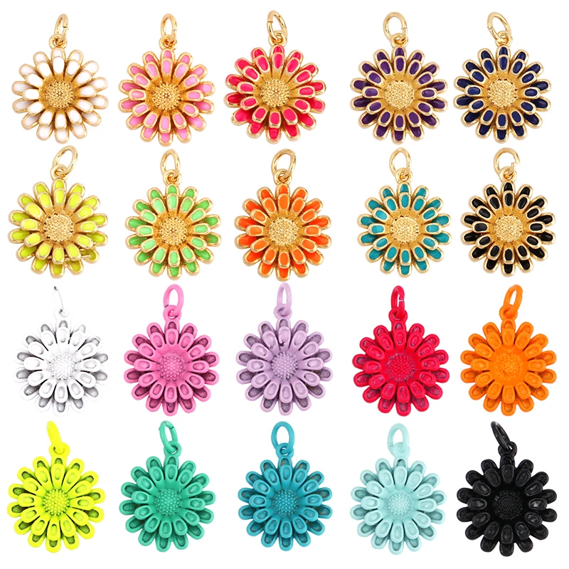 デイジーとフラワーエナメルのチャーム,ライオンピンク,オレンジ