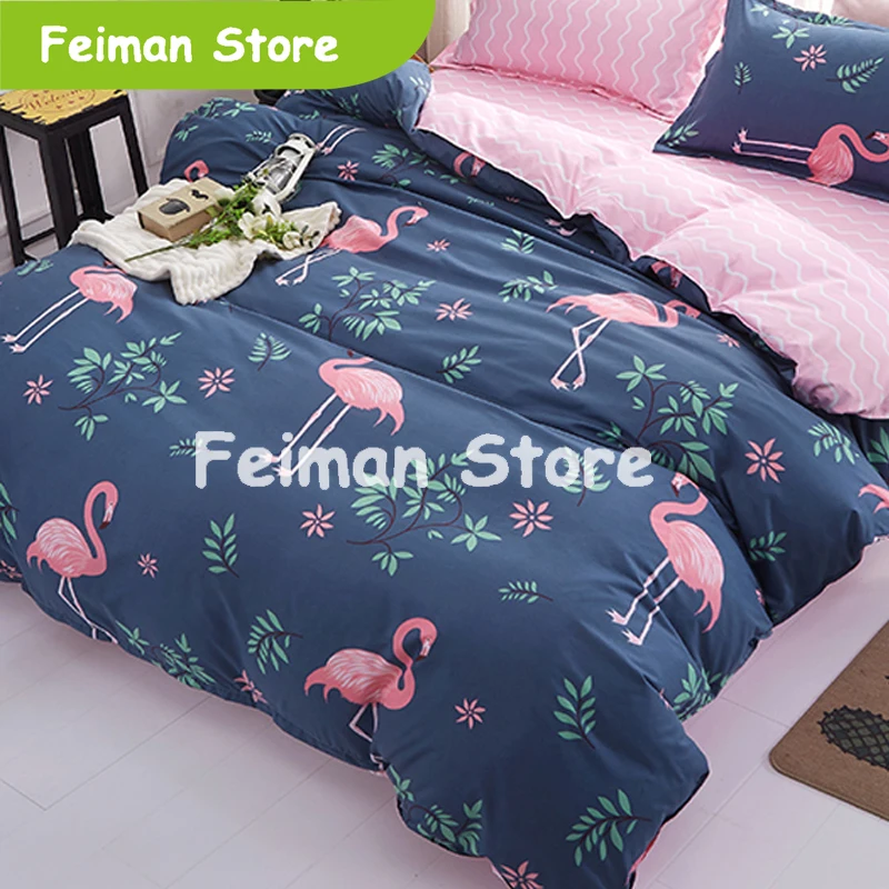 

1PCS Duvet Cover 200*200 Bedding Quilt Blanket Comforter Cover Printing Single Double Queen King Customized 140*200cm flamingo