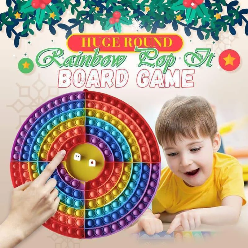 4 Player Huge Round Rainbow Pop It Board Game Dice Chess Board Pure Silicone Rainbow Bubble Pressing Children Educational Games Aliexpress